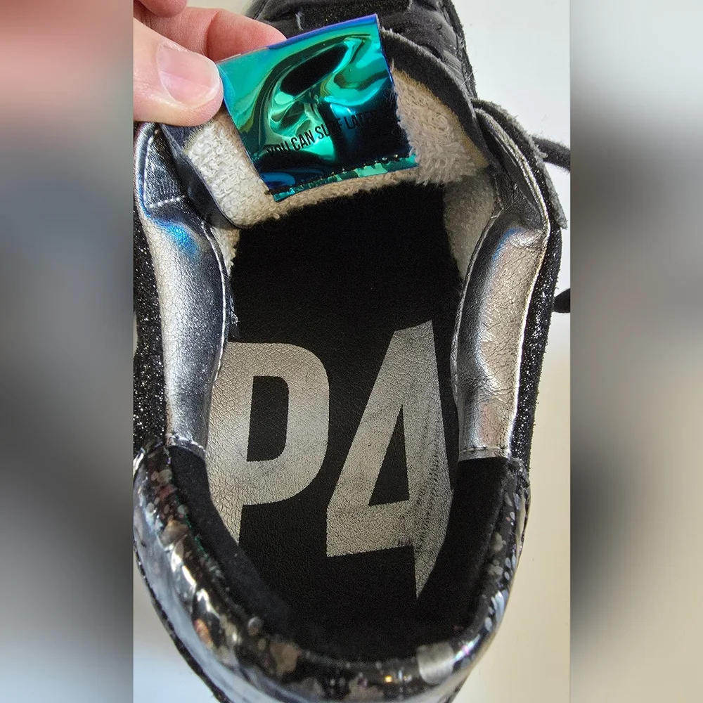 P448 John Black Glitter Sneakers Size 36